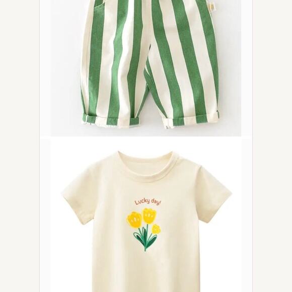 Lot of 2: new spring, summer pants, choice of tee. 24 months - Picture 1 of 4